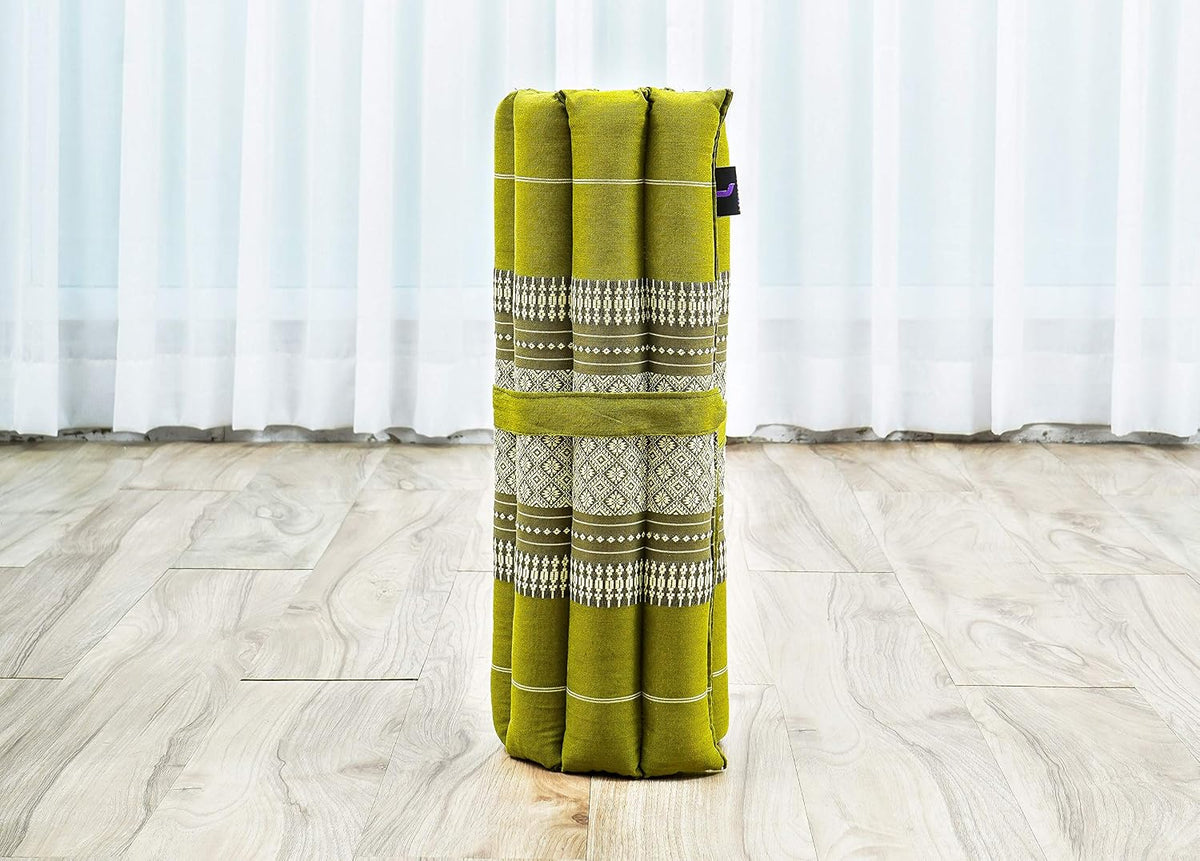 Meditation Cushion Set – 1 Small Zafu Yoga Pillow and 1 Small Roll-Up Zabuton Mat Filled with Kapok