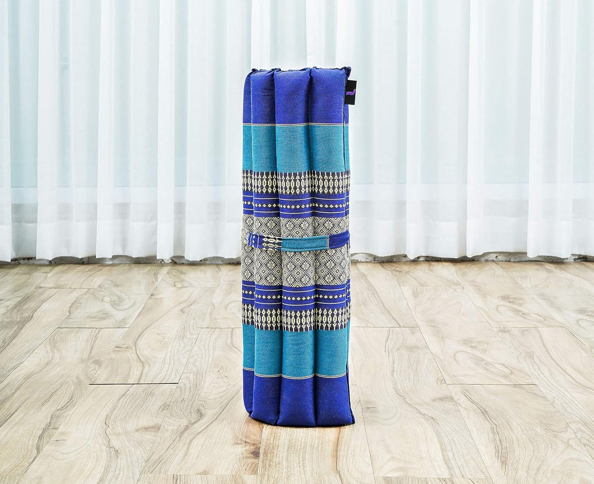 Meditation Cushion Set – 1 Small Zafu Yoga Pillow and 1 Small Roll-Up Zabuton Mat Filled with Kapok