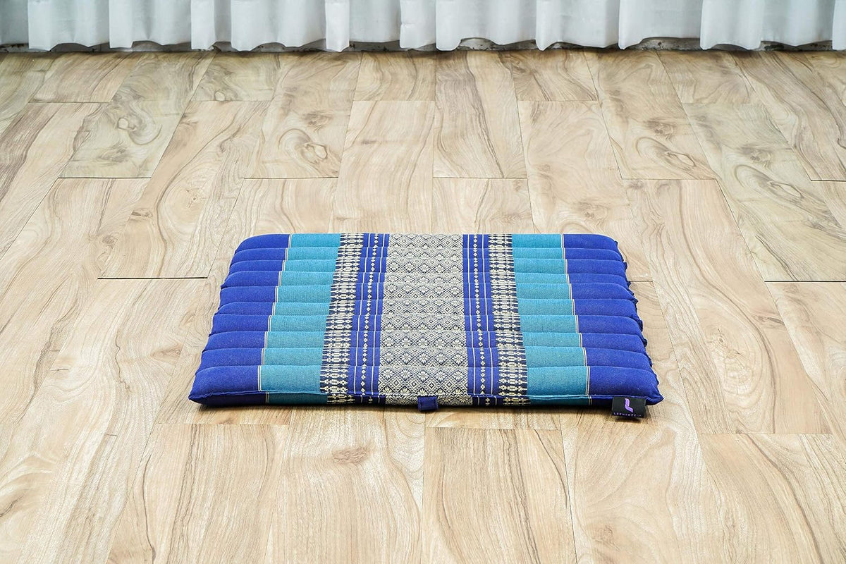 Meditation Cushion Set – 1 Small Zafu Yoga Pillow and 1 Small Roll-Up Zabuton Mat Filled with Kapok