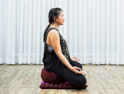 Meditation Cushion Set – 1 Small Zafu Yoga Pillow and 1 Small Roll-Up Zabuton Mat Filled with Kapok