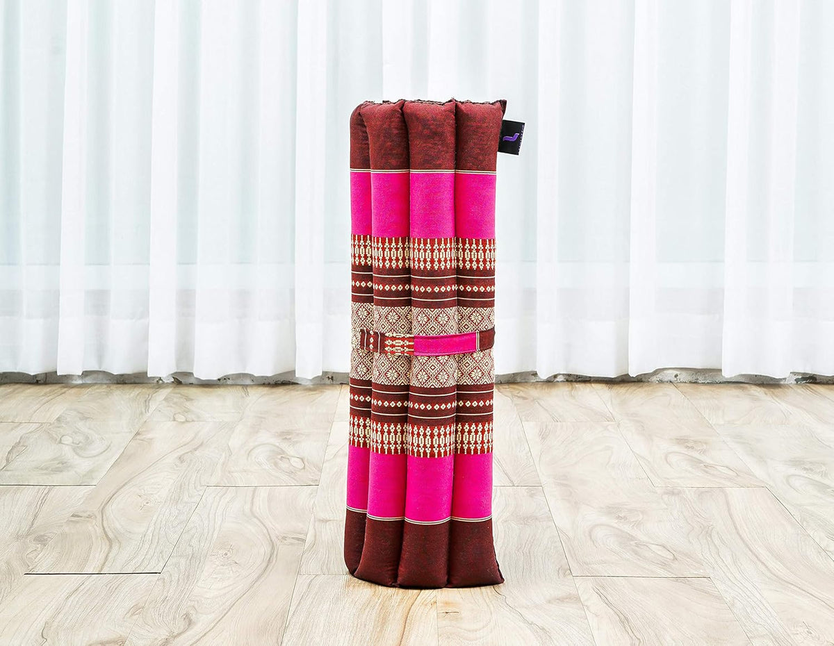 Meditation Cushion Set – 1 Small Zafu Yoga Pillow and 1 Small Roll-Up Zabuton Mat Filled with Kapok