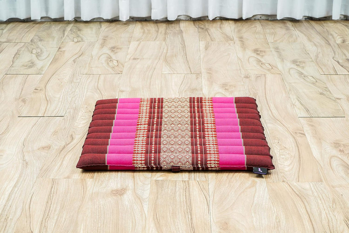 Meditation Cushion Set – 1 Small Zafu Yoga Pillow and 1 Small Roll-Up Zabuton Mat Filled with Kapok
