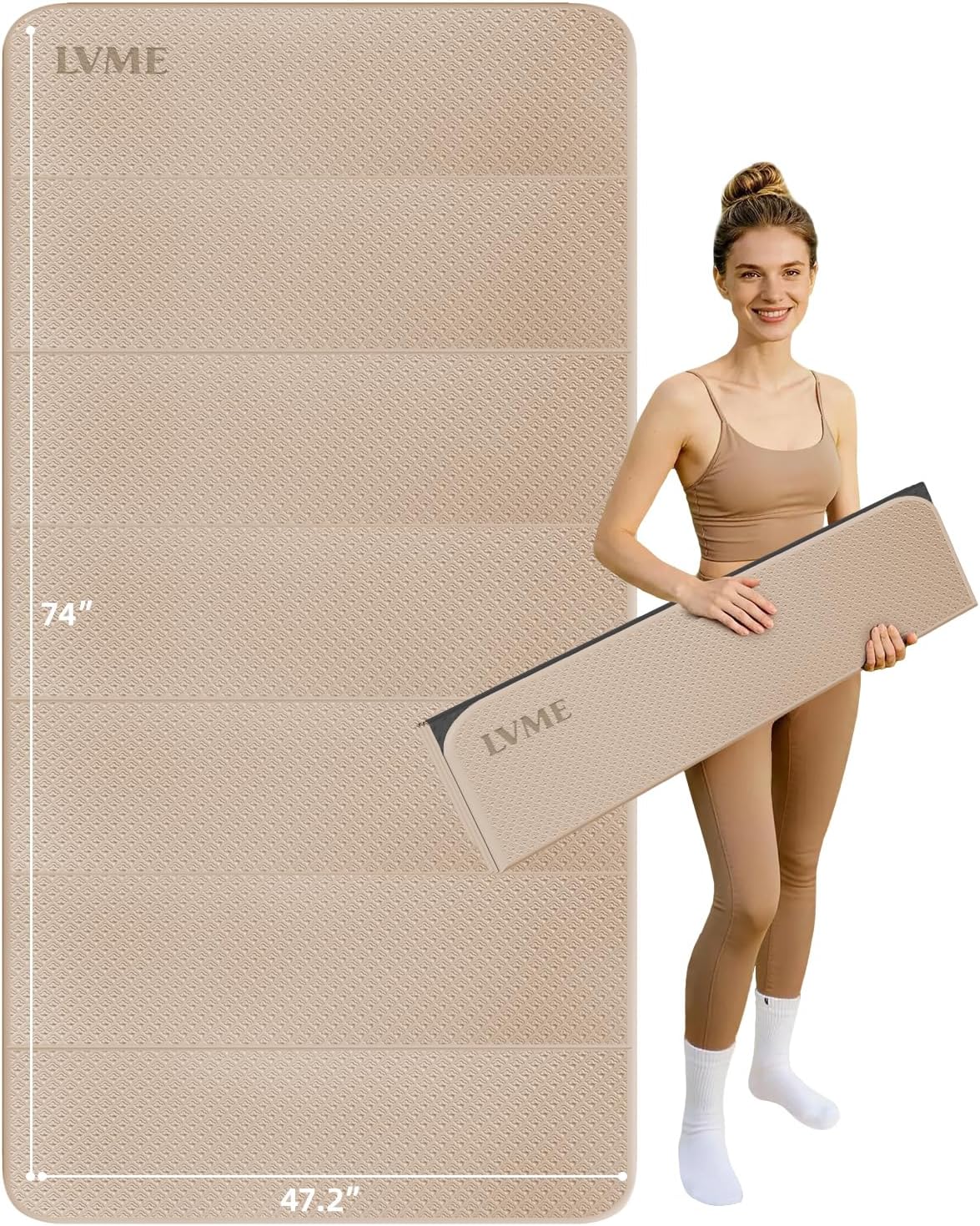 Foldable Yoga Mat 74"x47.2"x 0.4" – Large Yoga Mat