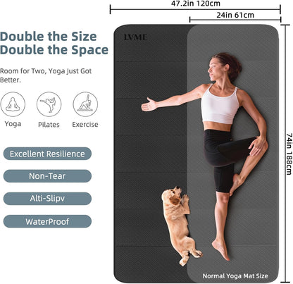 Foldable Yoga Mat 74"x47.2"x 0.4" – Large Yoga Mat