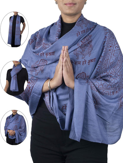 Yoga Scarf Meditation Shawl Large Wrap Hindu Prayer Stole OM Ganesha print