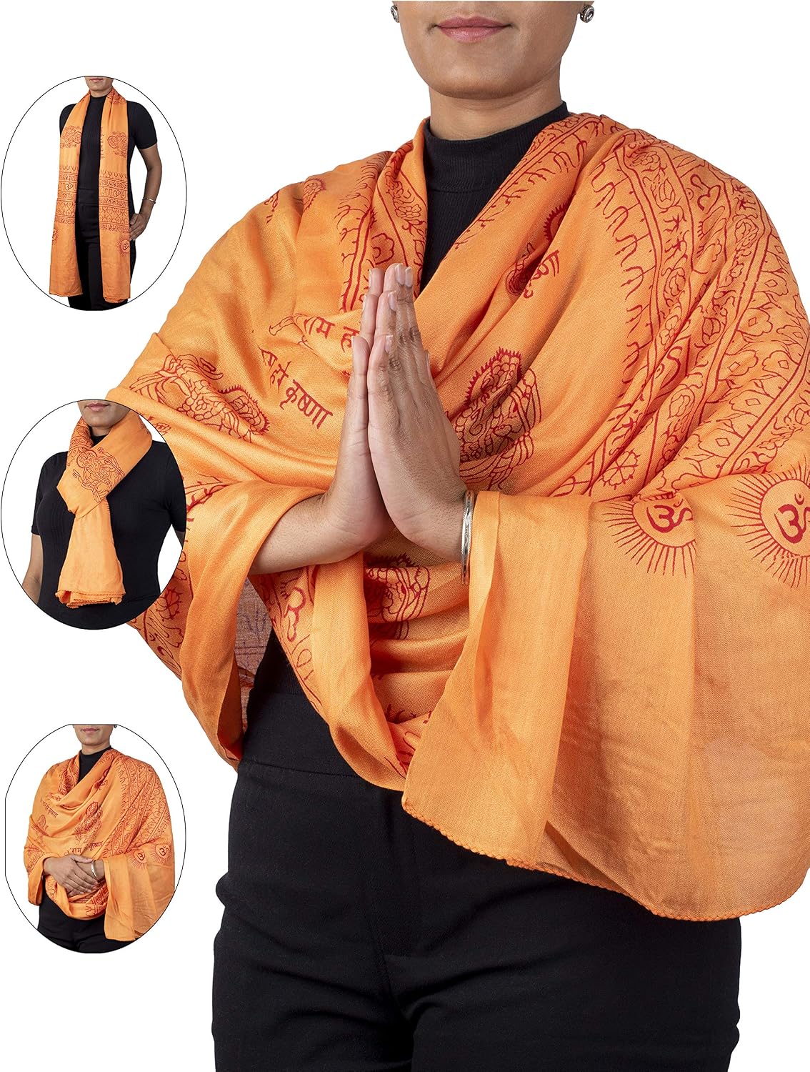 Yoga Scarf Meditation Shawl Large Wrap Hindu Prayer Stole OM Ganesha print