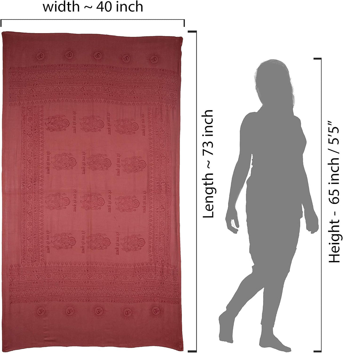 Yoga Scarf Meditation Shawl Large Wrap Hindu Prayer Stole OM Ganesha print