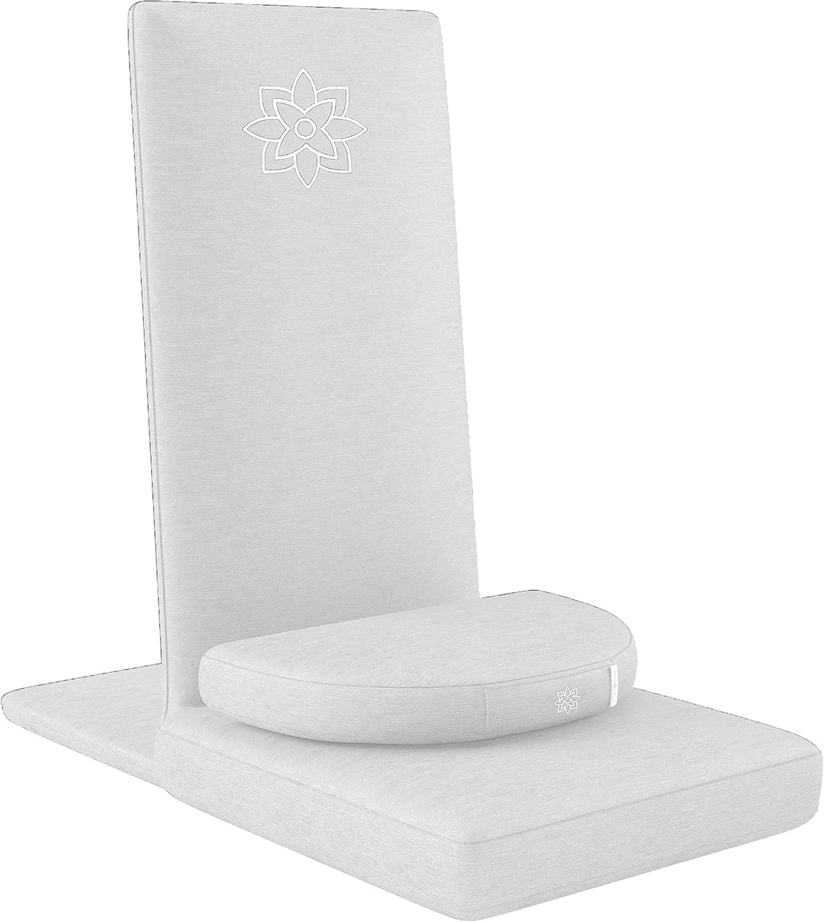 Folding Pro Meditation Chair - Adjustable Meditation Seat with Back Support and Half Moon Buckwheat Meditation Cushion - Comfortable Mindfulness Living Room Floor Chair