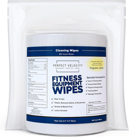 Fitness Gym Equipment Wipes - 4 Rolls of 800 Pre-Moistened Cleaning Refill Wet Wipes - For Upwards and Downwards Dispensers
