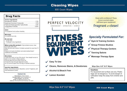 Fitness Gym Equipment Wipes - 4 Rolls of 800 Pre-Moistened Cleaning Refill Wet Wipes - For Upwards and Downwards Dispensers