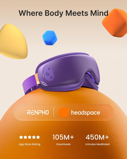 x Headspace Eyeris Zen, Meditation Eye Massager with Heat, Portable Heated Eye Mask, Ultra-Quiet for Deeper Sleep, Gifts for Him, Women, Birthday, FSA Eligible HSA