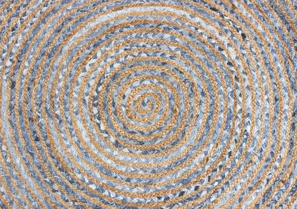 Collection Circle Area Rug - 3 x 3 Ft' Beige and Black Geometric Pettern Jute Mat Ideal for High Traffic Area in Hallway Bedroom Living Room Dining Room Kitchen Terrace Yoga Mat