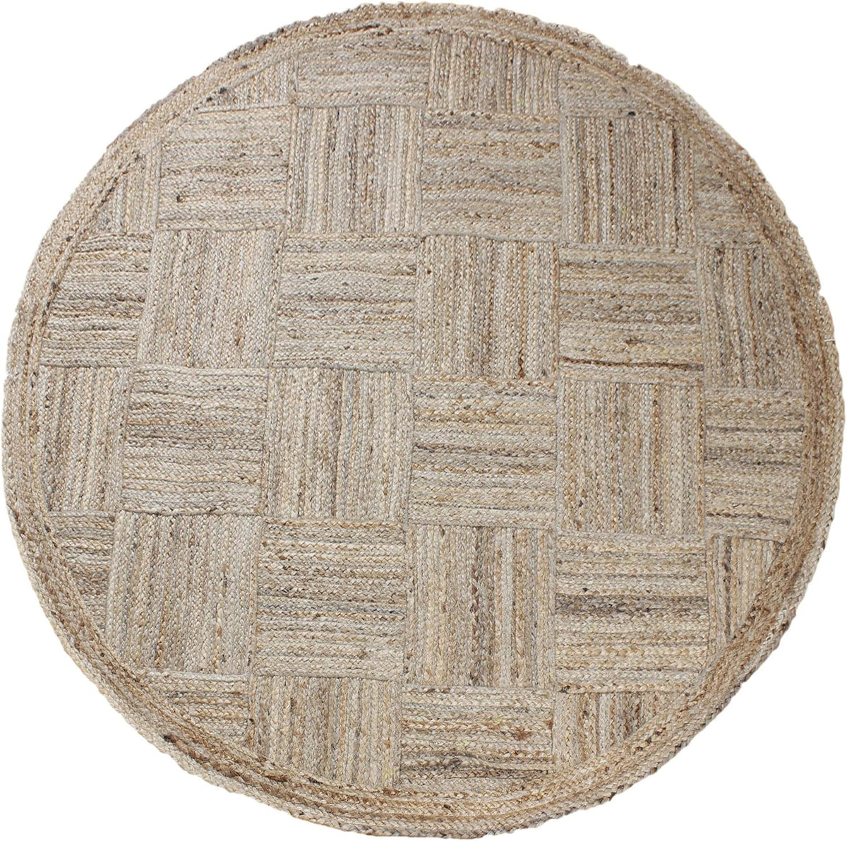 Collection Circle Area Rug - 3 x 3 Ft' Beige and Black Geometric Pettern Jute Mat Ideal for High Traffic Area in Hallway Bedroom Living Room Dining Room Kitchen Terrace Yoga Mat