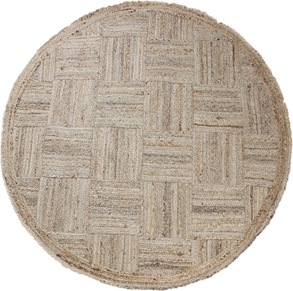 Collection Circle Area Rug - 3 x 3 Ft' Beige and Black Geometric Pettern Jute Mat Ideal for High Traffic Area in Hallway Bedroom Living Room Dining Room Kitchen Terrace Yoga Mat