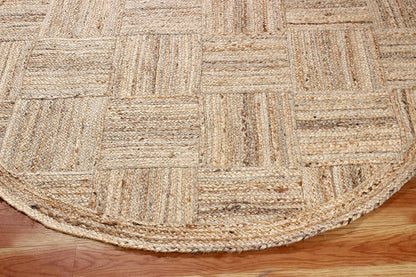 Collection Circle Area Rug - 3 x 3 Ft' Beige and Black Geometric Pettern Jute Mat Ideal for High Traffic Area in Hallway Bedroom Living Room Dining Room Kitchen Terrace Yoga Mat