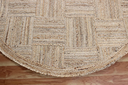 Collection Circle Area Rug - 3 x 3 Ft' Beige and Black Geometric Pettern Jute Mat Ideal for High Traffic Area in Hallway Bedroom Living Room Dining Room Kitchen Terrace Yoga Mat
