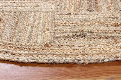 Collection Circle Area Rug - 3 x 3 Ft' Beige and Black Geometric Pettern Jute Mat Ideal for High Traffic Area in Hallway Bedroom Living Room Dining Room Kitchen Terrace Yoga Mat