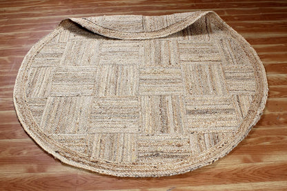 Collection Circle Area Rug - 3 x 3 Ft' Beige and Black Geometric Pettern Jute Mat Ideal for High Traffic Area in Hallway Bedroom Living Room Dining Room Kitchen Terrace Yoga Mat