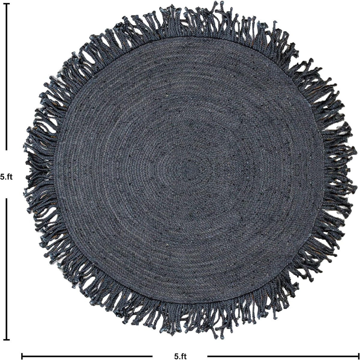 Collection Circle Area Rug - 3 x 3 Ft' Beige and Black Geometric Pettern Jute Mat Ideal for High Traffic Area in Hallway Bedroom Living Room Dining Room Kitchen Terrace Yoga Mat