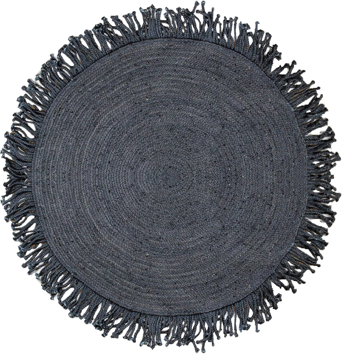Collection Circle Area Rug - 3 x 3 Ft' Beige and Black Geometric Pettern Jute Mat Ideal for High Traffic Area in Hallway Bedroom Living Room Dining Room Kitchen Terrace Yoga Mat