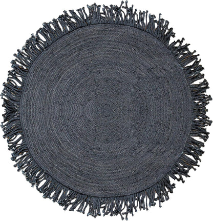 Collection Circle Area Rug - 3 x 3 Ft' Beige and Black Geometric Pettern Jute Mat Ideal for High Traffic Area in Hallway Bedroom Living Room Dining Room Kitchen Terrace Yoga Mat