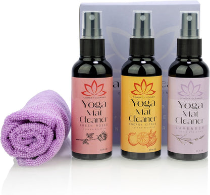 Yoga Mat Cleaner Spray Kit with Microfiber Towel, 3Pack