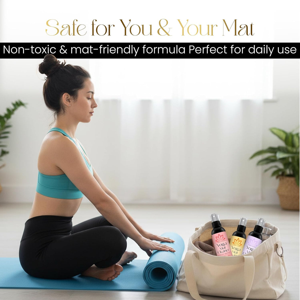 Yoga Mat Cleaner Spray Kit with Microfiber Towel, 3Pack