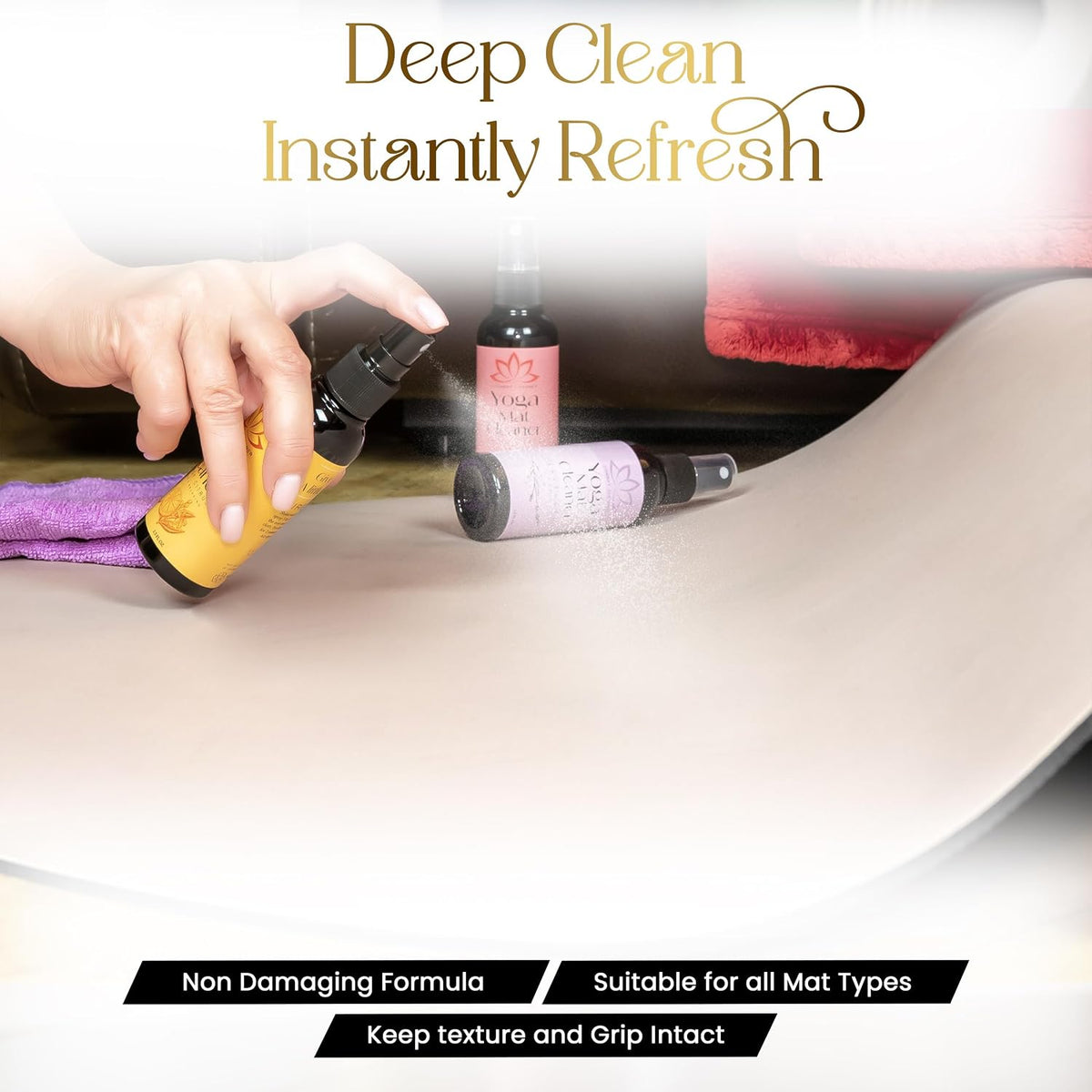 Yoga Mat Cleaner Spray Kit with Microfiber Towel, 3Pack