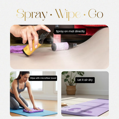 Yoga Mat Cleaner Spray Kit with Microfiber Towel, 3Pack