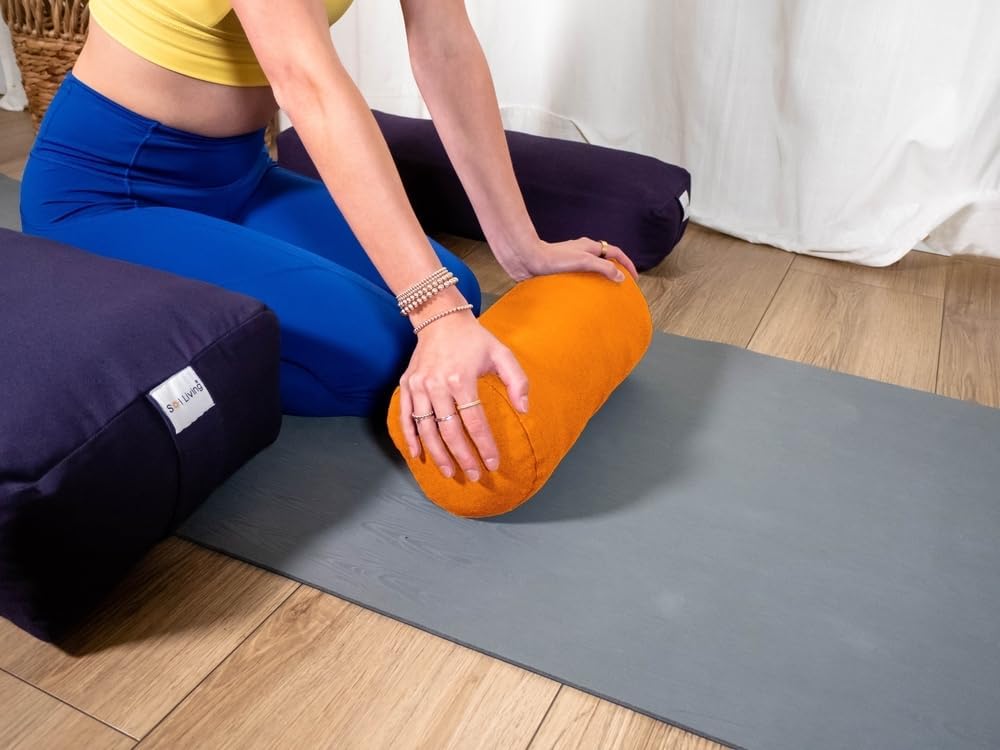 Cylindrical Yoga Bolster Meditation Pillow, Extra Firm Cotton