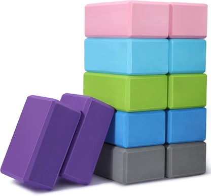 12 Pcs Yoga Blocks Bulk 9 x 6 x 4 Inch EVA Foam Supportive Yoga Brick Lightweight Soft Non Slip Gymnastic Blocks Yoga Pilates Accessories for Girls Women Beginners, Stretching and Meditation
