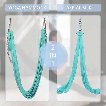 5.5 Yards Aerial Silks Yoga Swing Set - Aerial Yoga Hammock Kit Anti-Gravity Flying for Fitness, Low/Non Stretch Nylon Tricot Fabric Hardware Included for Dance