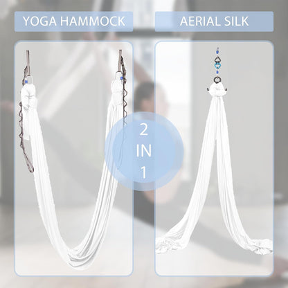 5.5 Yards Aerial Silks Yoga Swing Set - Aerial Yoga Hammock Kit Anti-Gravity Flying for Fitness, Low/Non Stretch Nylon Tricot Fabric Hardware Included for Dance