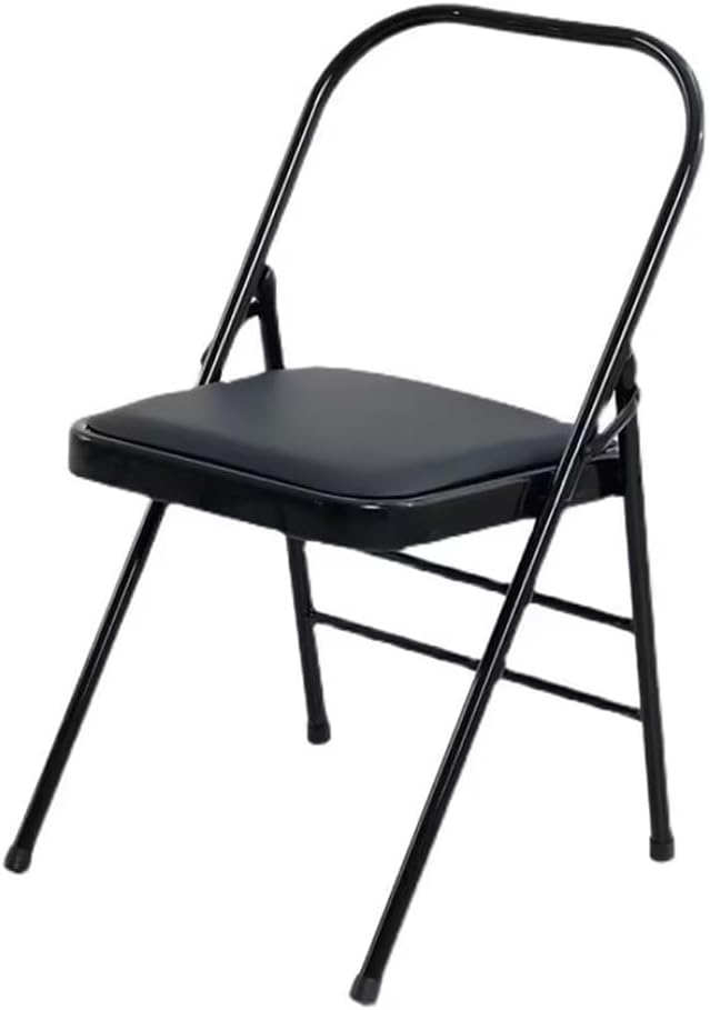 Metal Backless Yoga Folding Chair Yoga Auxiliary Chair Yoga Stool Foldable Yoga Chair for Balance Training,Abs Core,Balance Handstand,Flexibility,Black-45X47X82.5cm