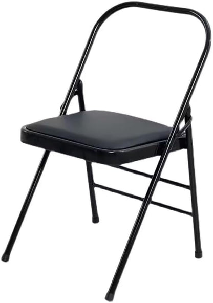 Metal Backless Yoga Folding Chair Yoga Auxiliary Chair Yoga Stool Foldable Yoga Chair for Balance Training,Abs Core,Balance Handstand,Flexibility,Black-45X47X82.5cm