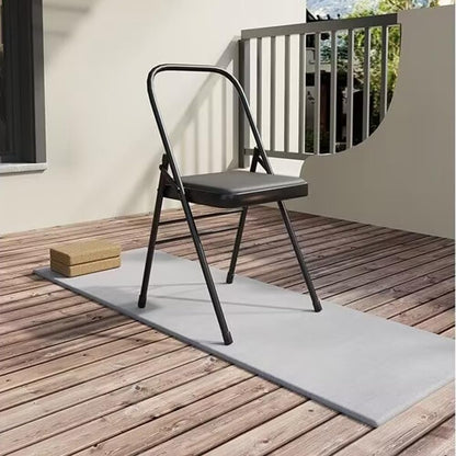 Metal Backless Yoga Folding Chair Yoga Auxiliary Chair Yoga Stool Foldable Yoga Chair for Balance Training,Abs Core,Balance Handstand,Flexibility,Black-45X47X82.5cm