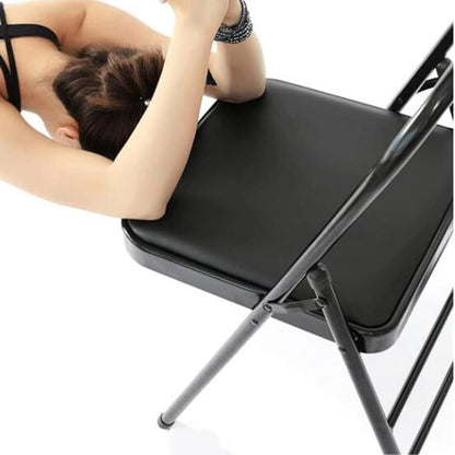 Metal Backless Yoga Folding Chair Yoga Auxiliary Chair Yoga Stool Foldable Yoga Chair for Balance Training,Abs Core,Balance Handstand,Flexibility,Black-45X47X82.5cm