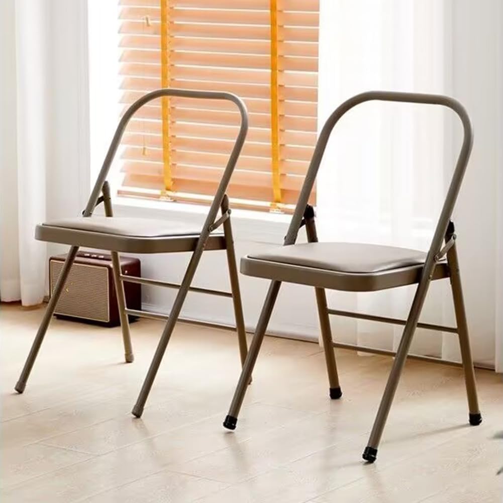 Metal Backless Yoga Folding Chair Yoga Auxiliary Chair Yoga Stool Foldable Yoga Chair for Balance Training,Abs Core,Balance Handstand,Flexibility,Black-45X47X82.5cm