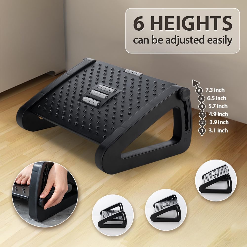 Foot Rest, Six Heights Adjustable Foot Rest Under Desk at Work