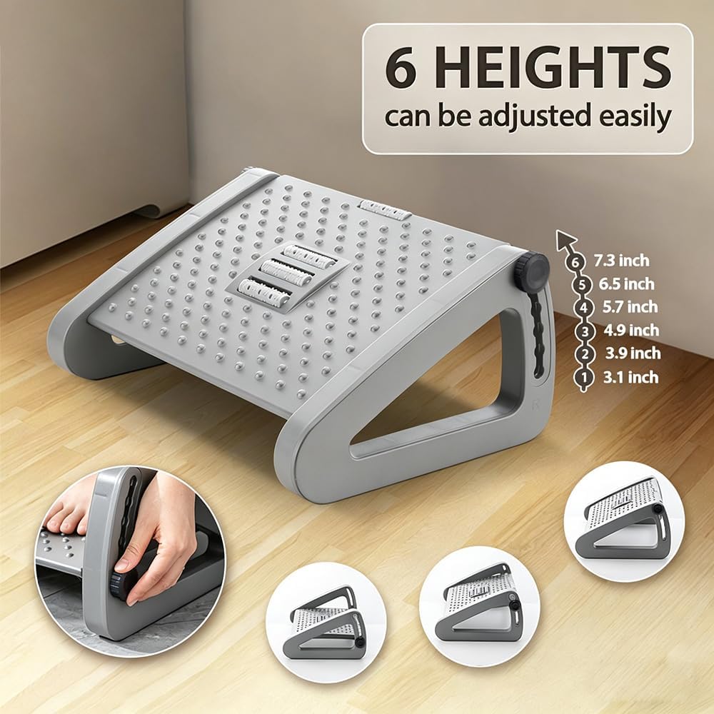 Foot Rest, Six Heights Adjustable Foot Rest Under Desk at Work