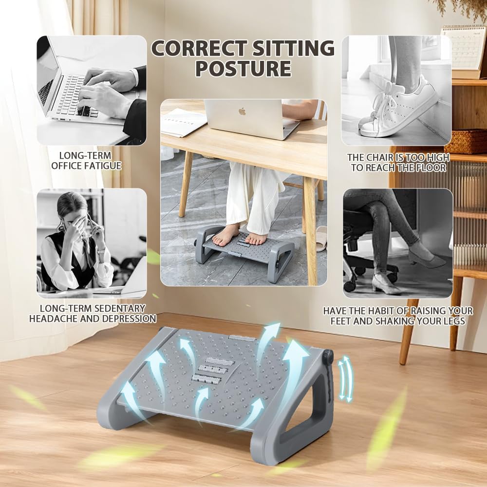 Foot Rest, Six Heights Adjustable Foot Rest Under Desk at Work