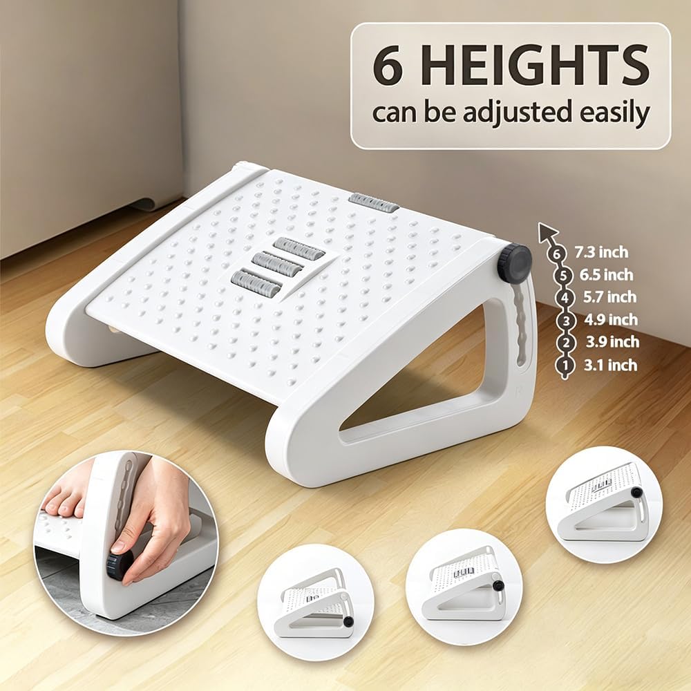 Foot Rest, Six Heights Adjustable Foot Rest Under Desk at Work