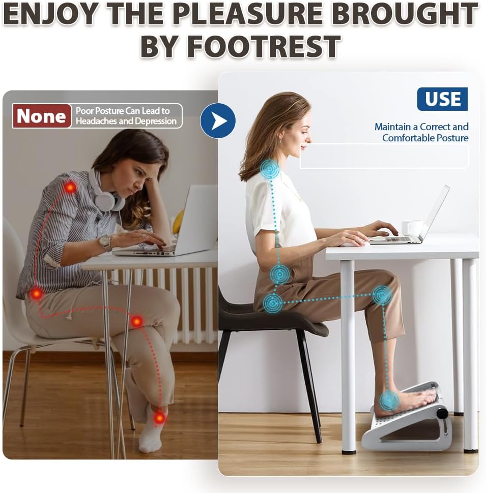 Foot Rest, Six Heights Adjustable Foot Rest Under Desk at Work