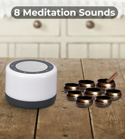 Tibetan Meditation Singing Bowls Machine - Plays 8 Different Bowls Sound for Yoga, Meditation, Mindfulness, Healing, Chakra Healing, Stress Relief, Timer and Memory Features for Women/Men