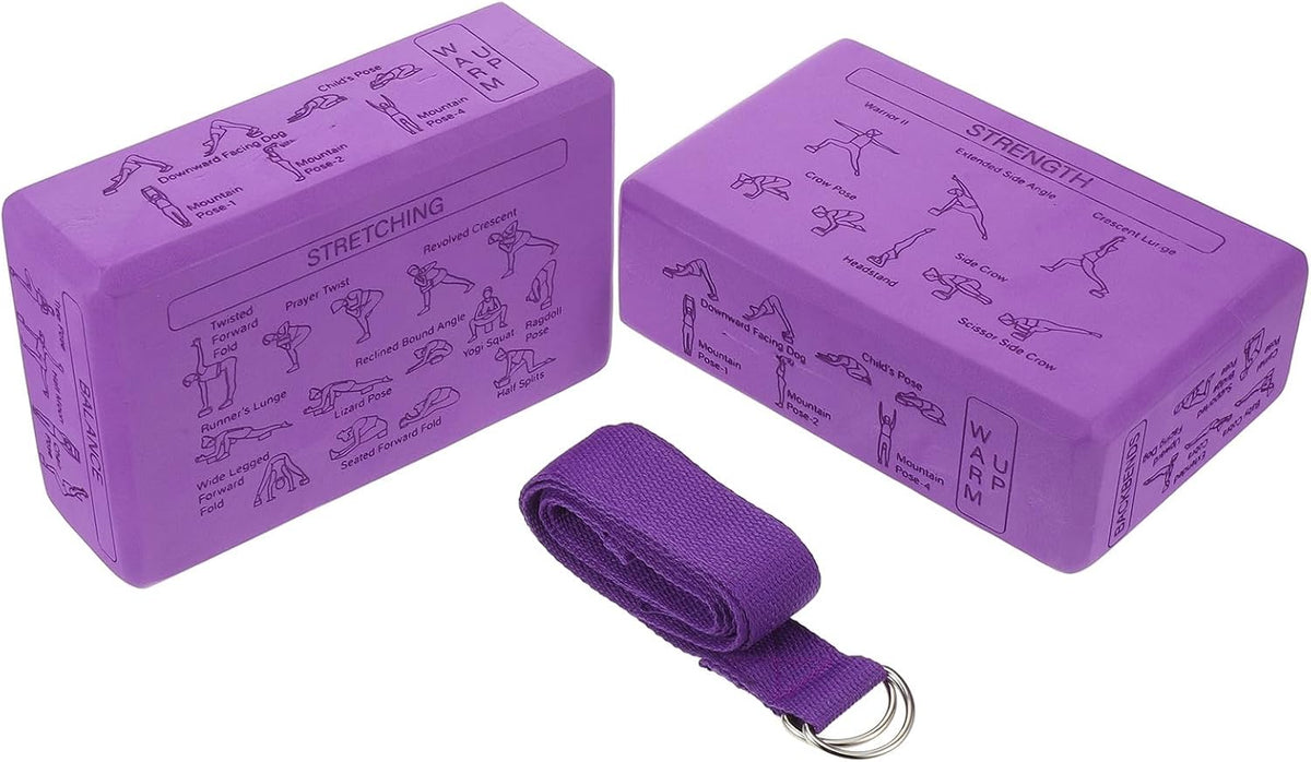 Yoga Blocks with Strap, 9x6x3 Inch EVA Foam Bricks