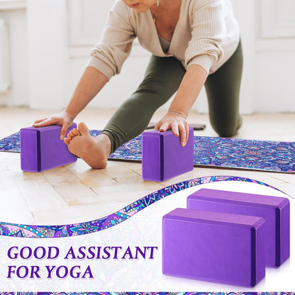 3 Pcs Yoga Mat and Blocks Set 6mm Non Slip Strap