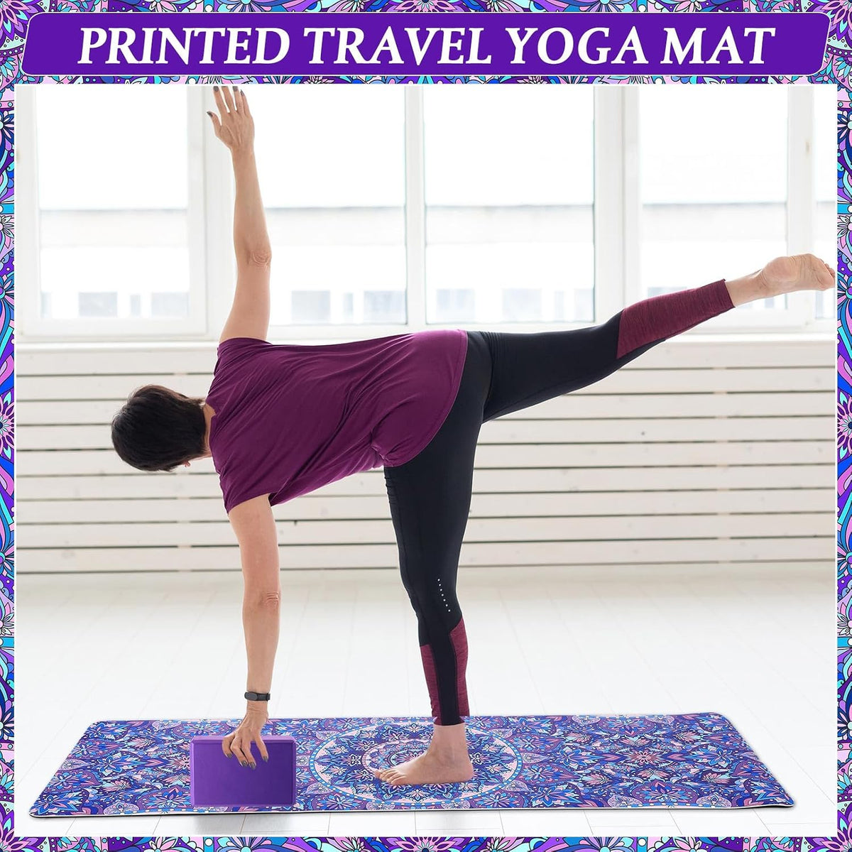 3 Pcs Yoga Mat and Blocks Set 6mm Non Slip Strap