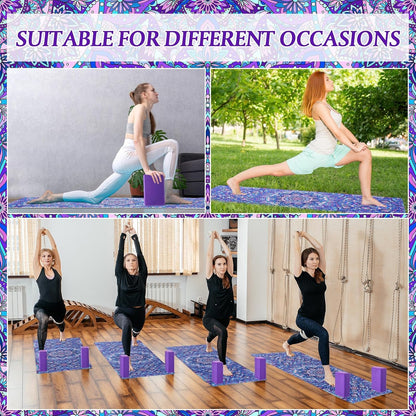 3 Pcs Yoga Mat and Blocks Set 6mm Non Slip Strap