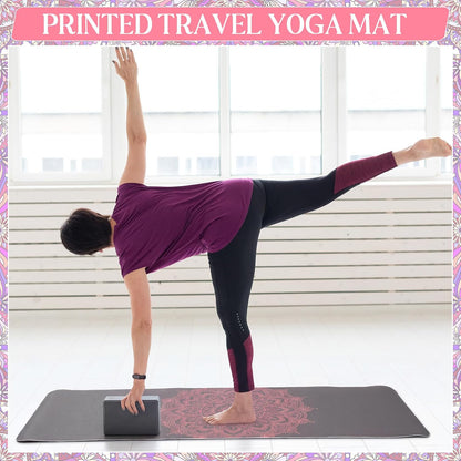 3 Pcs Yoga Mat and Blocks Set 6mm Non Slip Strap