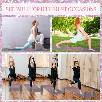 3 Pcs Yoga Mat and Blocks Set 6mm Non Slip Strap